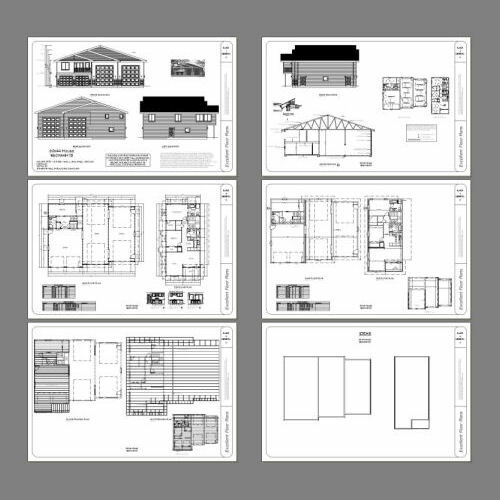 60×44 Apartment with 2-Car 2-RV Garage – PDF FloorPlan – 1,415 sqft – Model 1B