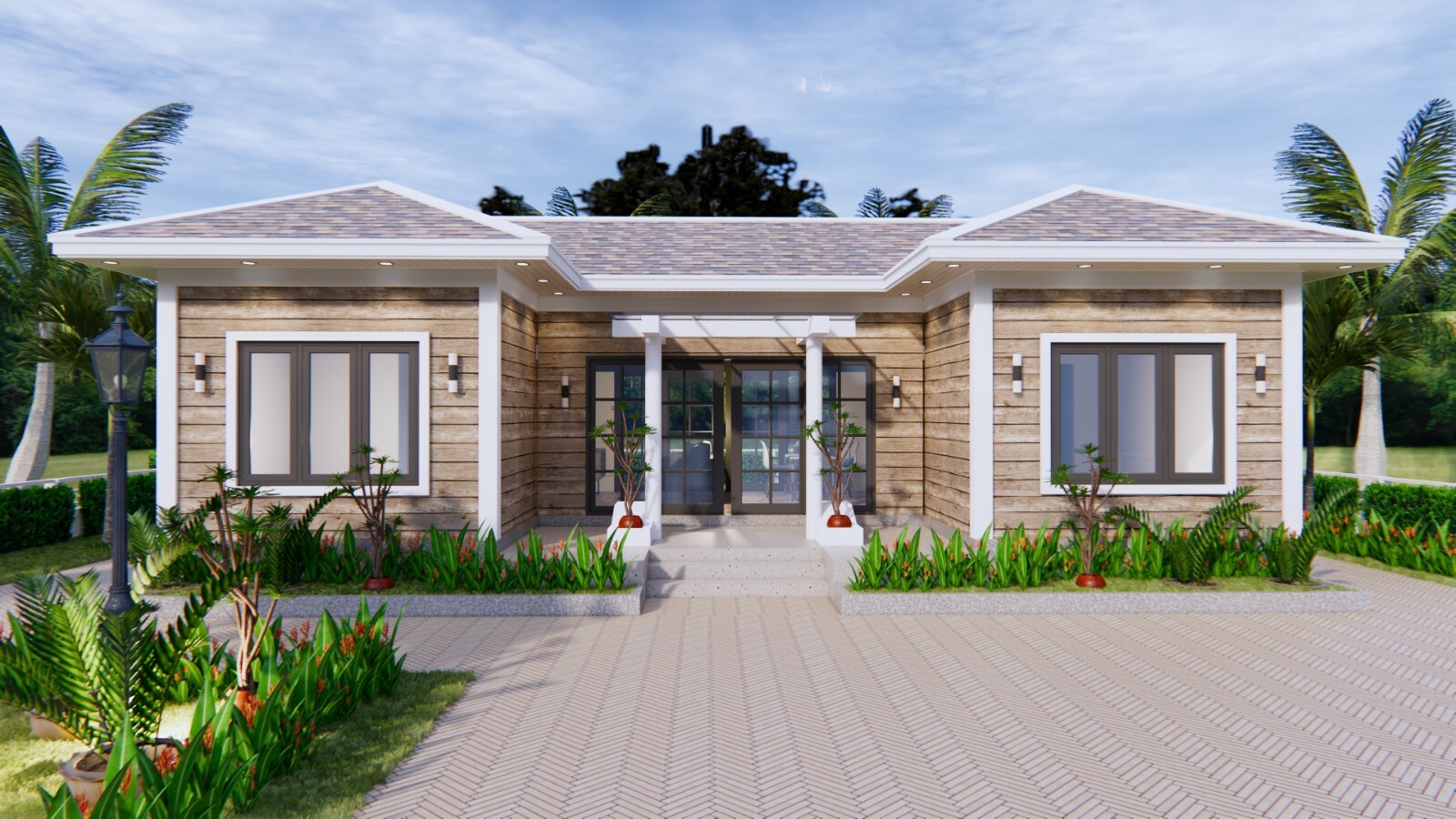Custom House Plan 43×25 Feet 13×7.5 Meter 3 Beds 2 Baths Hip Roof (A4 Hard Copy)