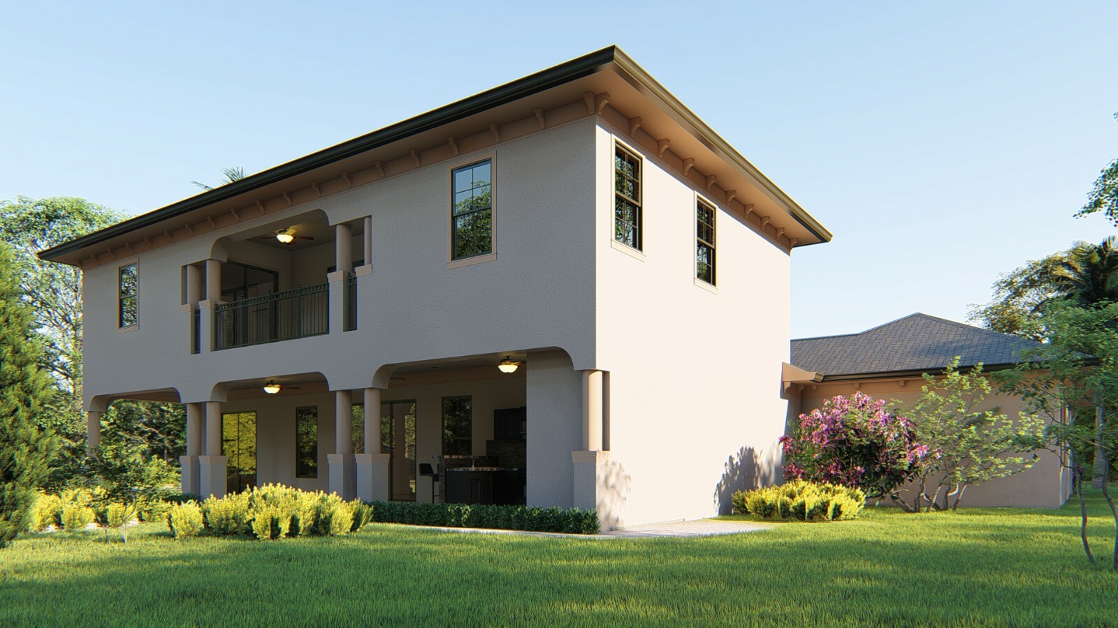 CADFILE BLUEPRINTS MEDITERRANEAN TWO STORY HOUSE PLAN ARCHUP #105M