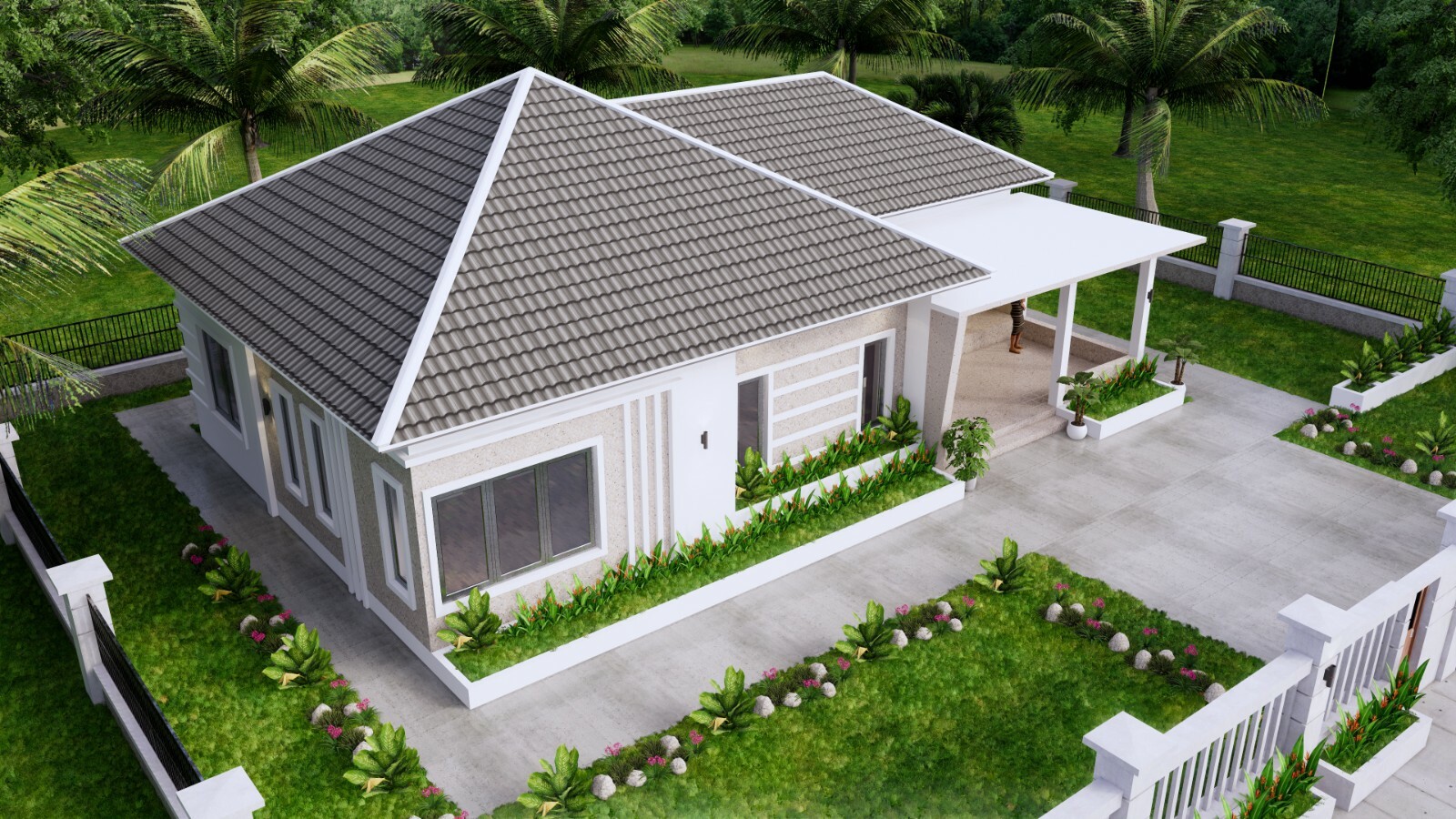 49×30 Feet House Design Plan 15×9 Meter 3 Beds 3 Baths Hip Roof (A4 Hard Copy)
