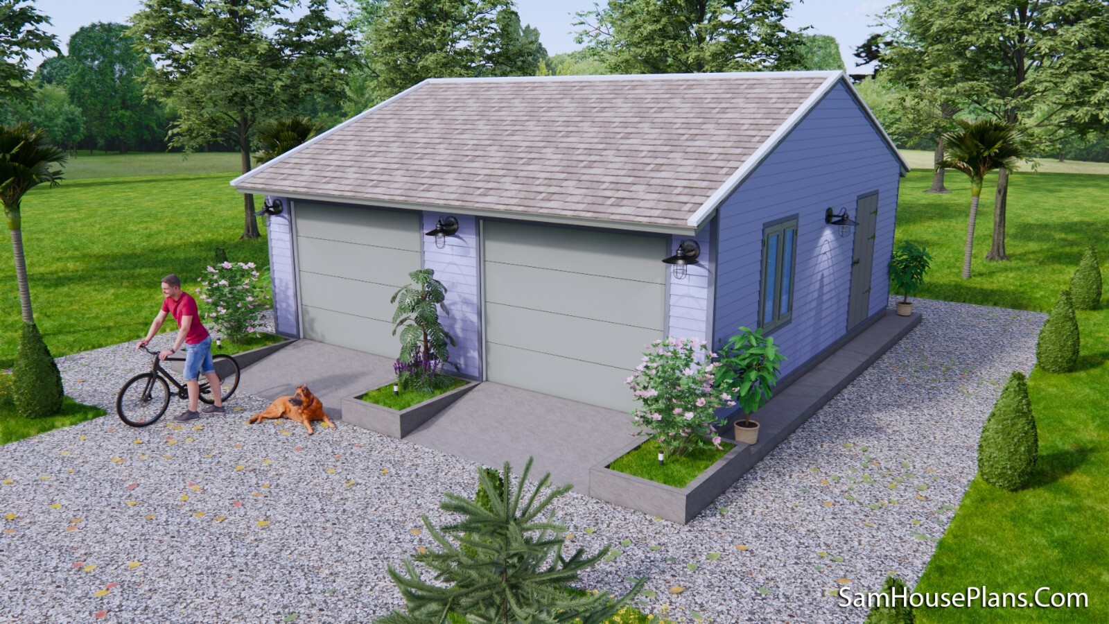 24×24 Feet 7.3×7.3 Meter 2 Cars Garage Shed Plan PDF Plans (A4 Hard Copy)