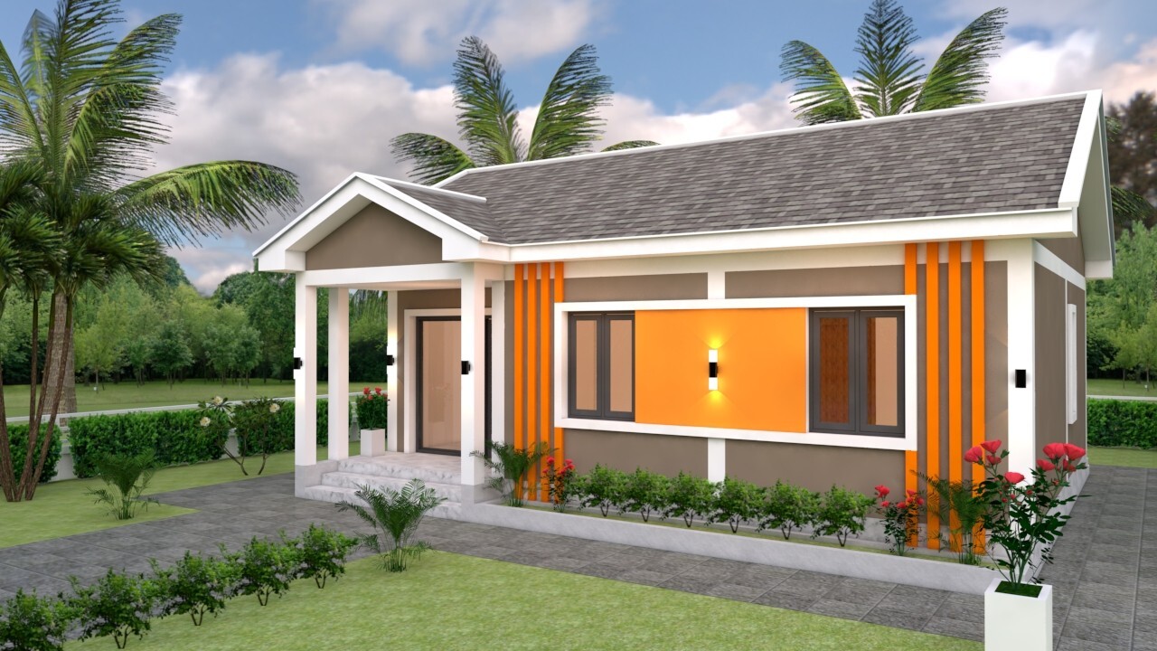 30×23 Feet Small House 9×7 Meter 2 Bed 1 Bath Gable Roof PDF Plan (A4 Hard Copy)