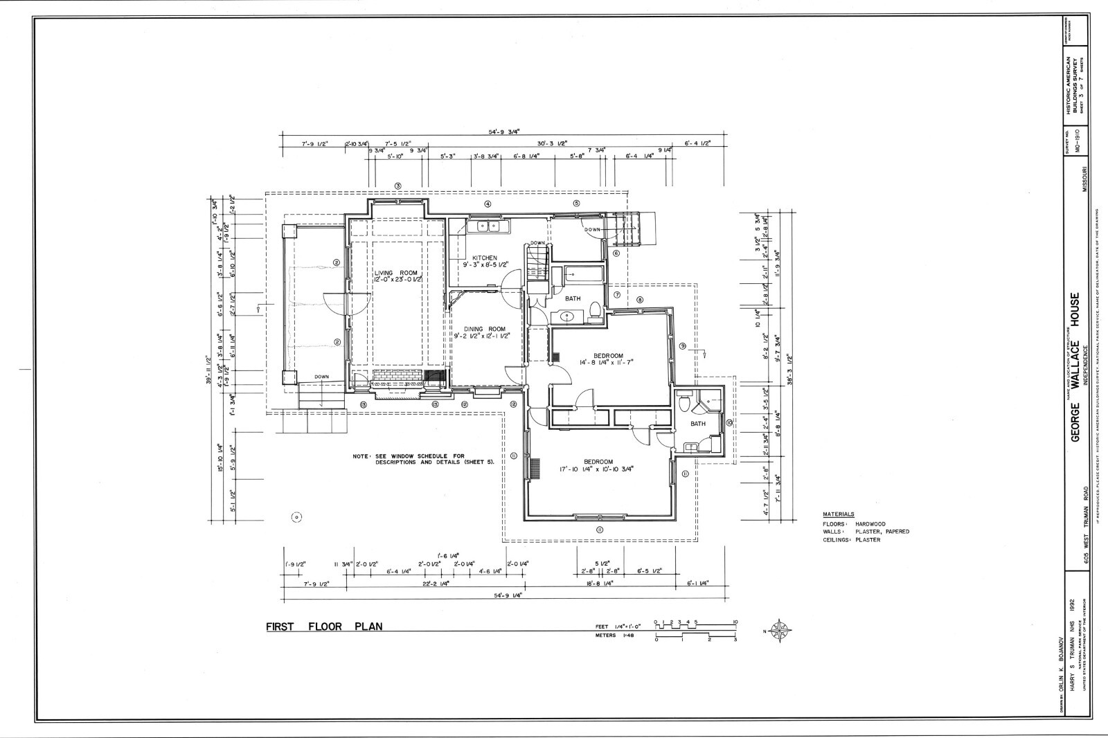 Brick Bungalow, Small Home Design, 2 bedrooms, printed architectural plans