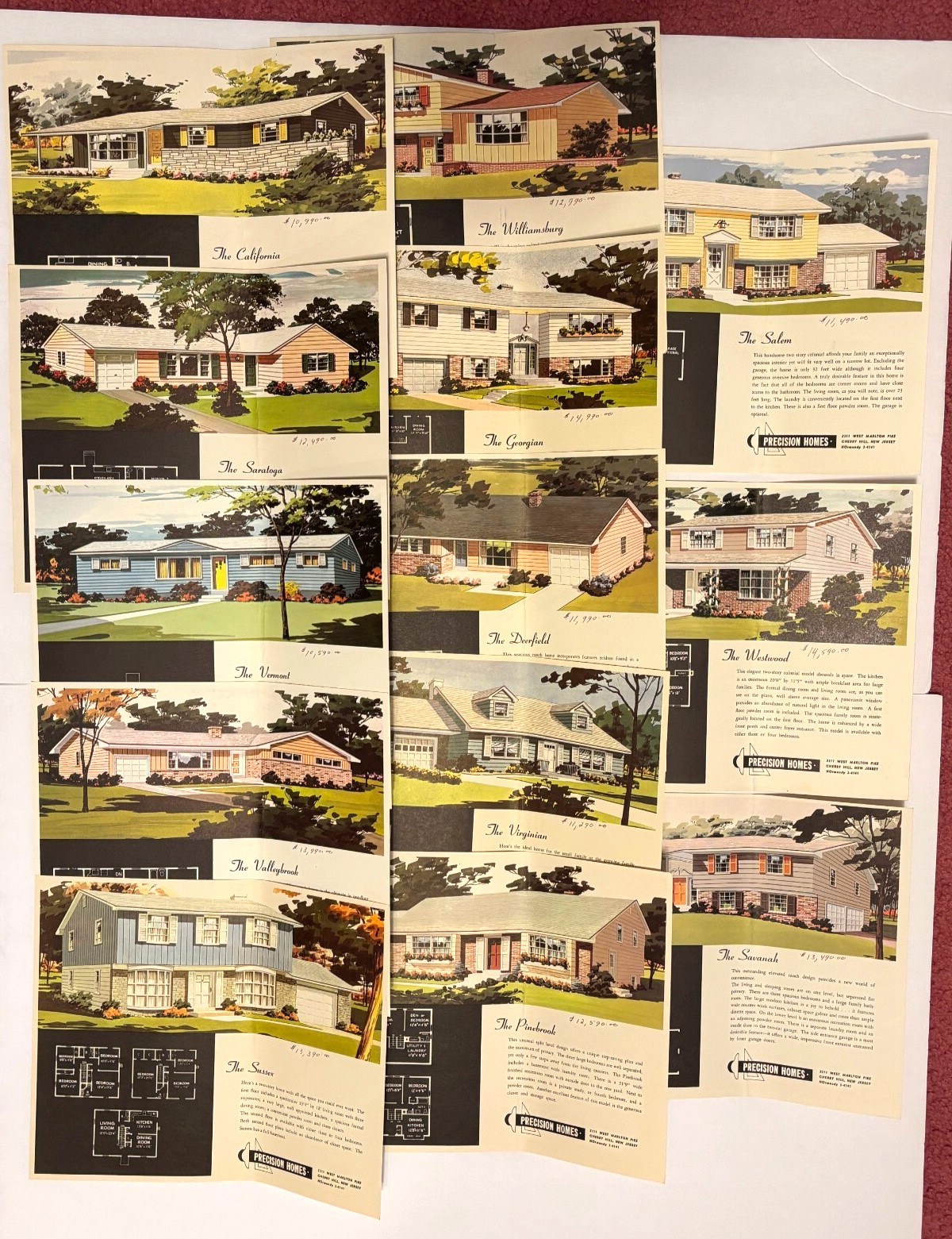 Vintage 1950s Cherry Hill NJ 13 Precision Homes Elevations Floor Plans Prices