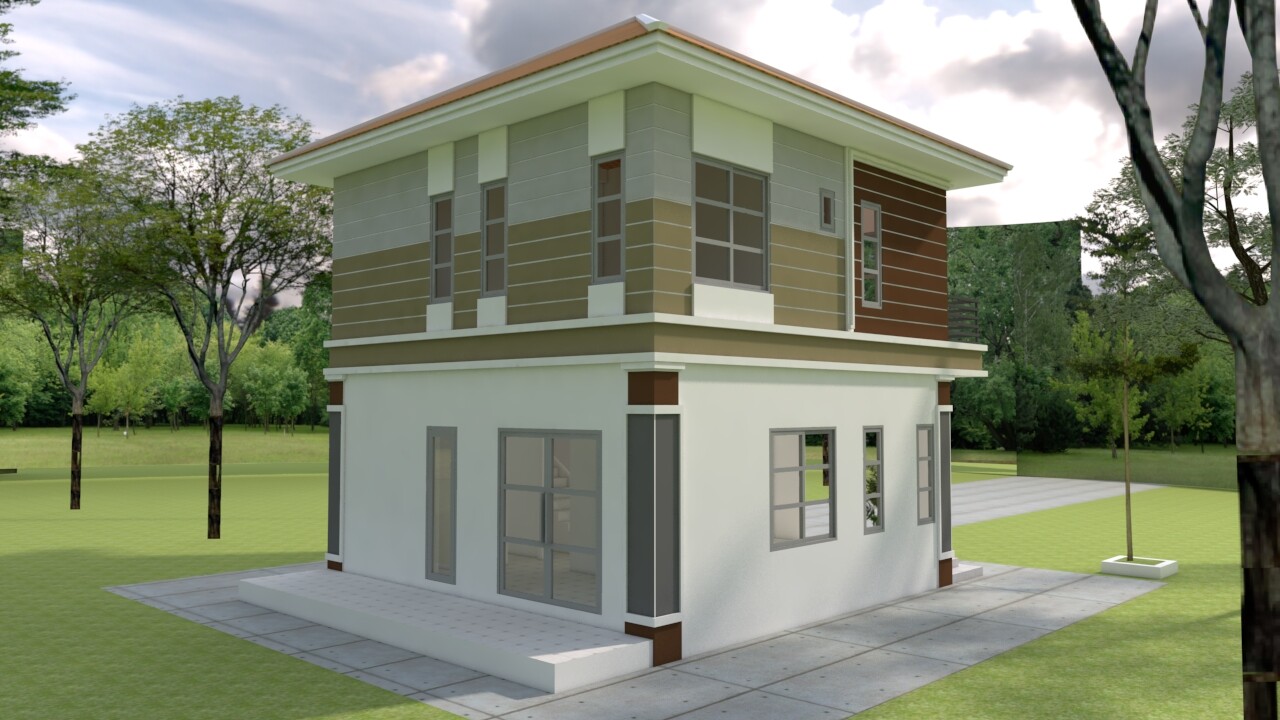Custom House Plan 23×23 Feet 7×7 Meter 3 Beds 3 Bath Hip Roof PDF (A4 Hard Copy)