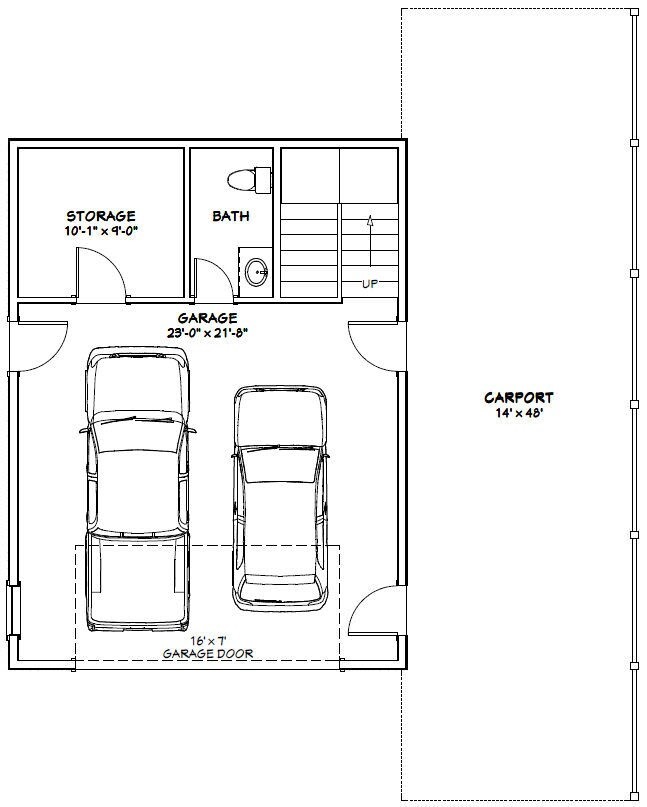 24×32 House with RV port — 1 Br 1.5 Ba — 830 sqft — PDF FloorPlan — Model 9A
