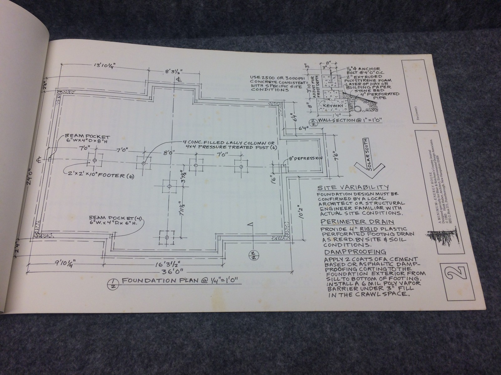1983 Country Journal Minimum Energy House Plans Architectural Drawings Set Huber