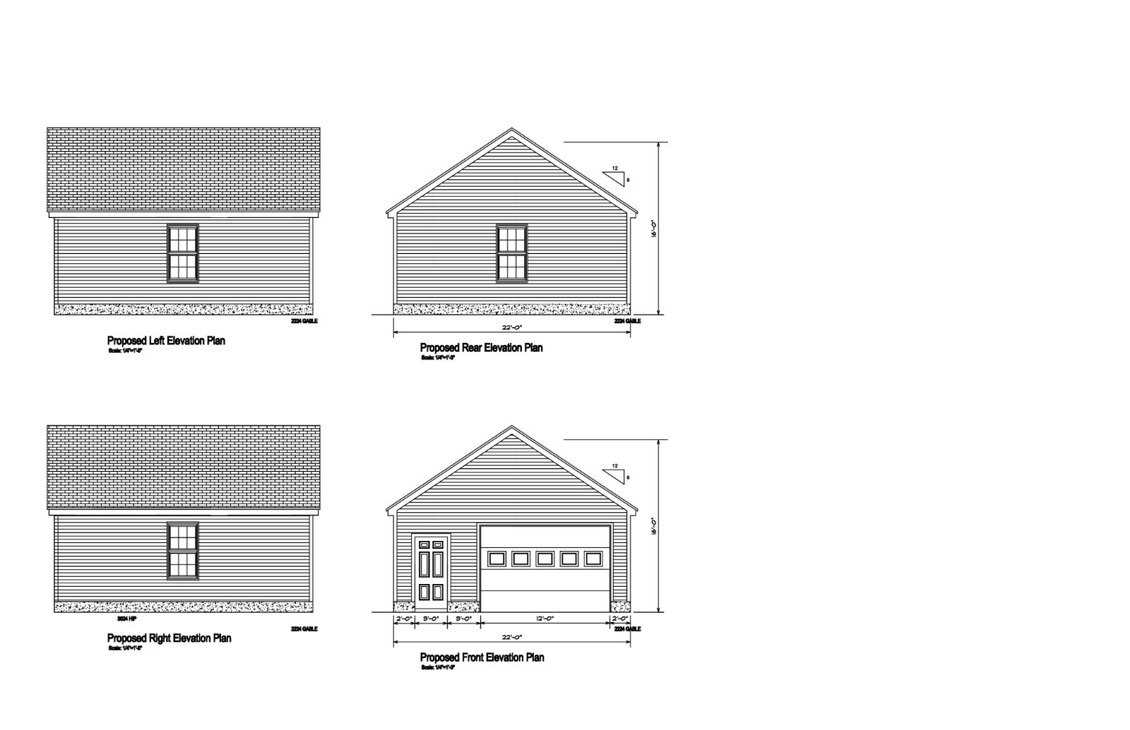 22’X24′ GABLE GARAGE PLANS 22’X24′ ONE CAR GARAGE 17-2224GBL-1