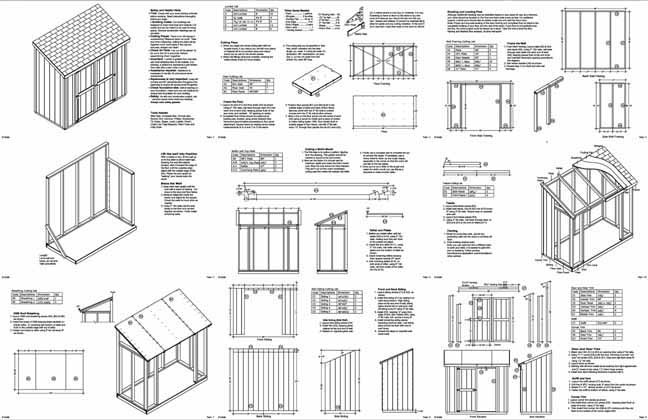 4′ x 8′ Storage Utility Lean – to Shed / Building Plans, Design #10408