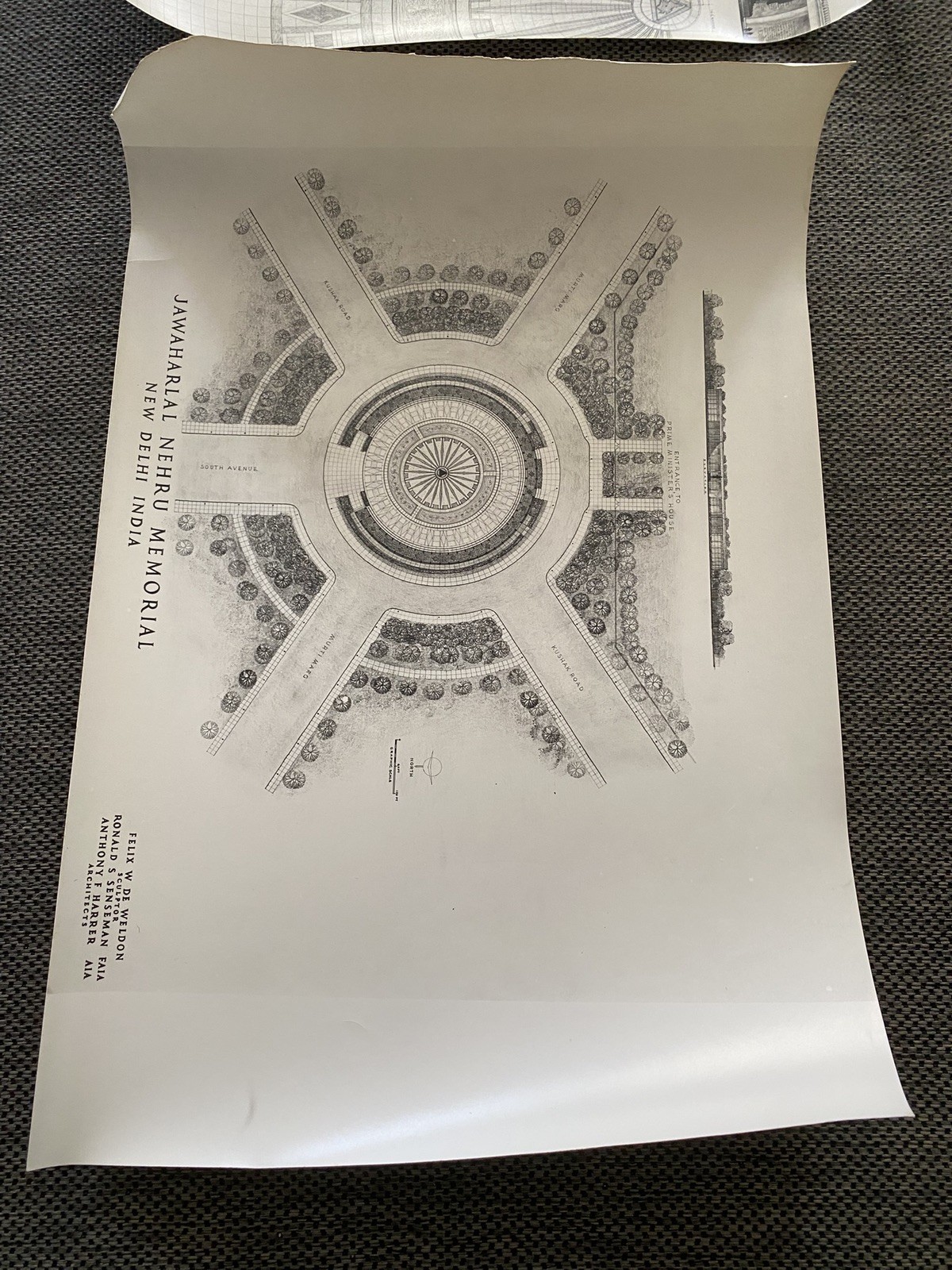 Vintage Felix De Weldon Personal Plans Blueprint Nehru Memorial New Delhi India