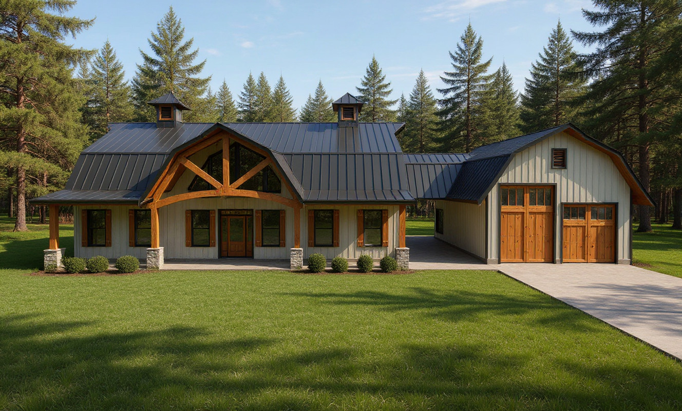 2400 Sqft Modern Barndominium 4bd/2.5ba/2 car garage – Arch Plans – PDF