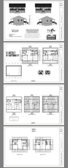 36×24 House — 2 Bedroom 2 Bath — 864 sq ft — PDF Floor Plan — Model 3F