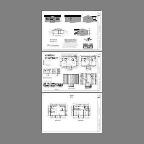 36×24 House — 2 Bedroom 2 Bath — 864 sq ft — PDF Floor Plan — Model 1E