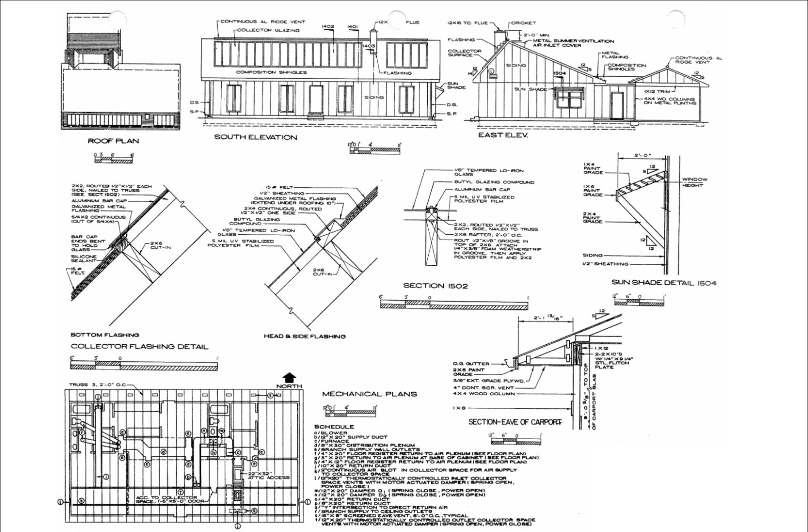 Sustainable Solar Energy Home Plans – 3 Bedrooms, Skylights, Carport