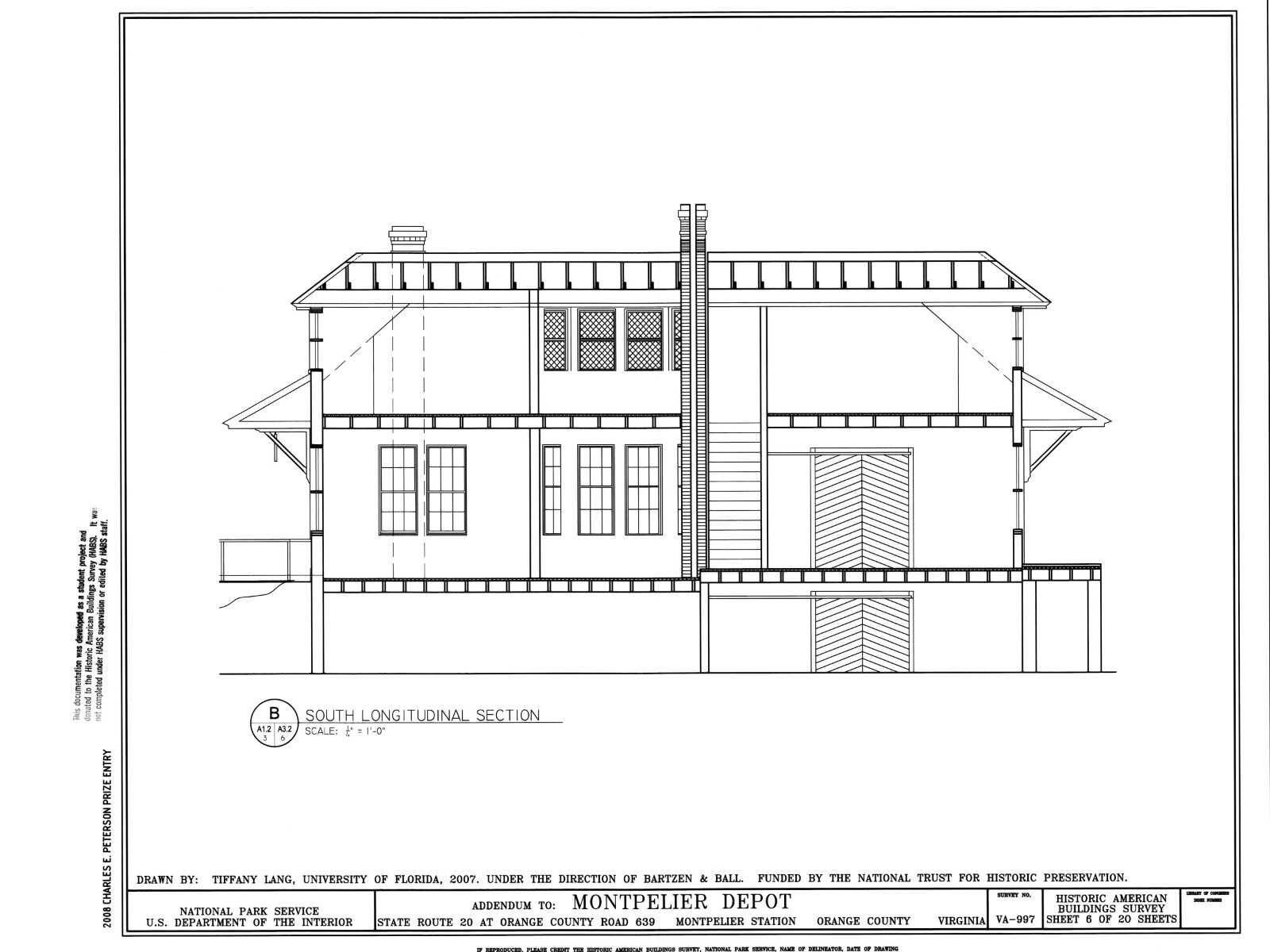 Southern Railroad Station, Montpelier, VA, architectural drawings, large set