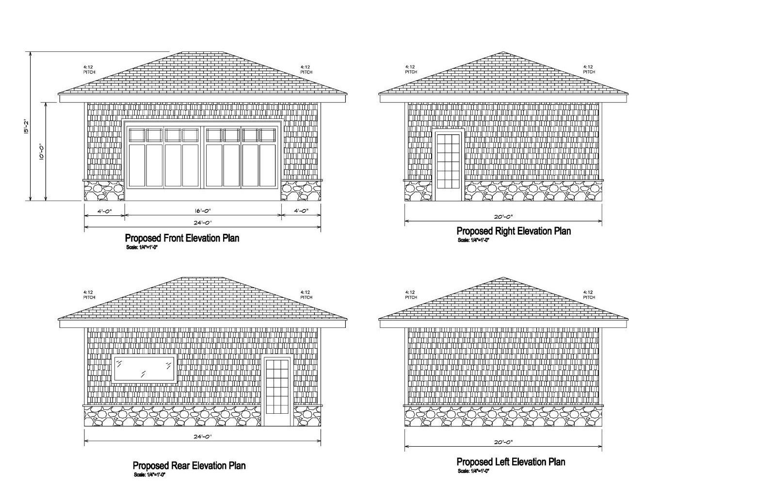 20’X24′- 24’X20′ TWO CAR GARAGE PLANS GABLE DORM ROOF GARAGE PLAN 19-2024GBL-7