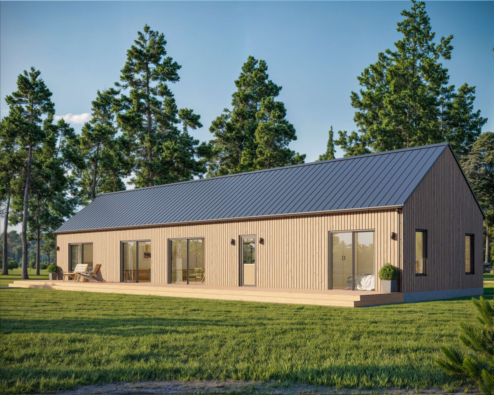 Modern Cabin House, 20′ x 70′, 1400 Sq Ft, 3 Bed 2 Bath, Architectural Plans