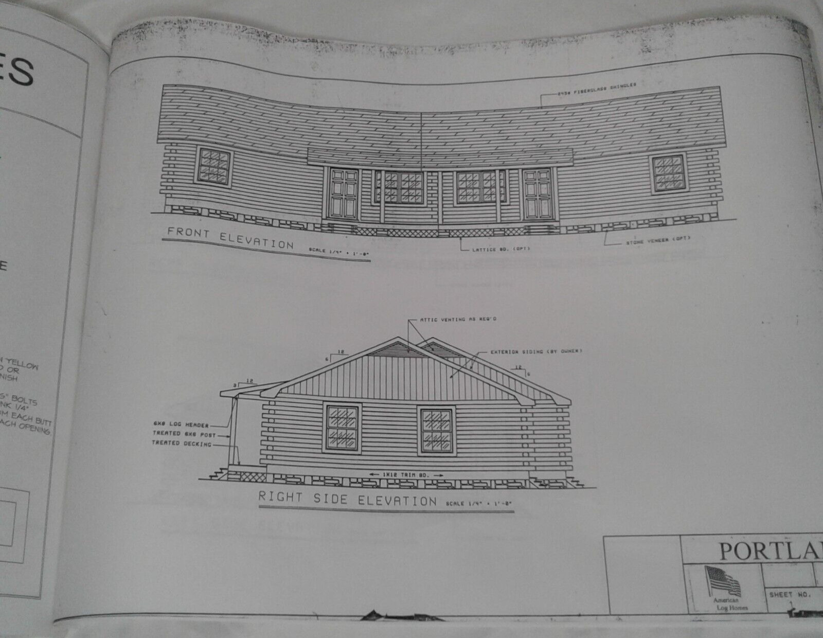 1984 9 Diagrams American Log Home Architectural Design Building Plan Blue Print