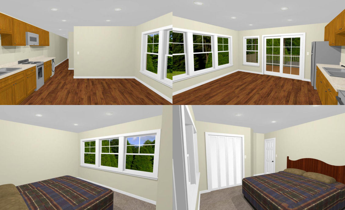 36×40 Apartment with 1-Car 1-RV Garage — PDF Floor Plan — 821 sqft — Model 1F