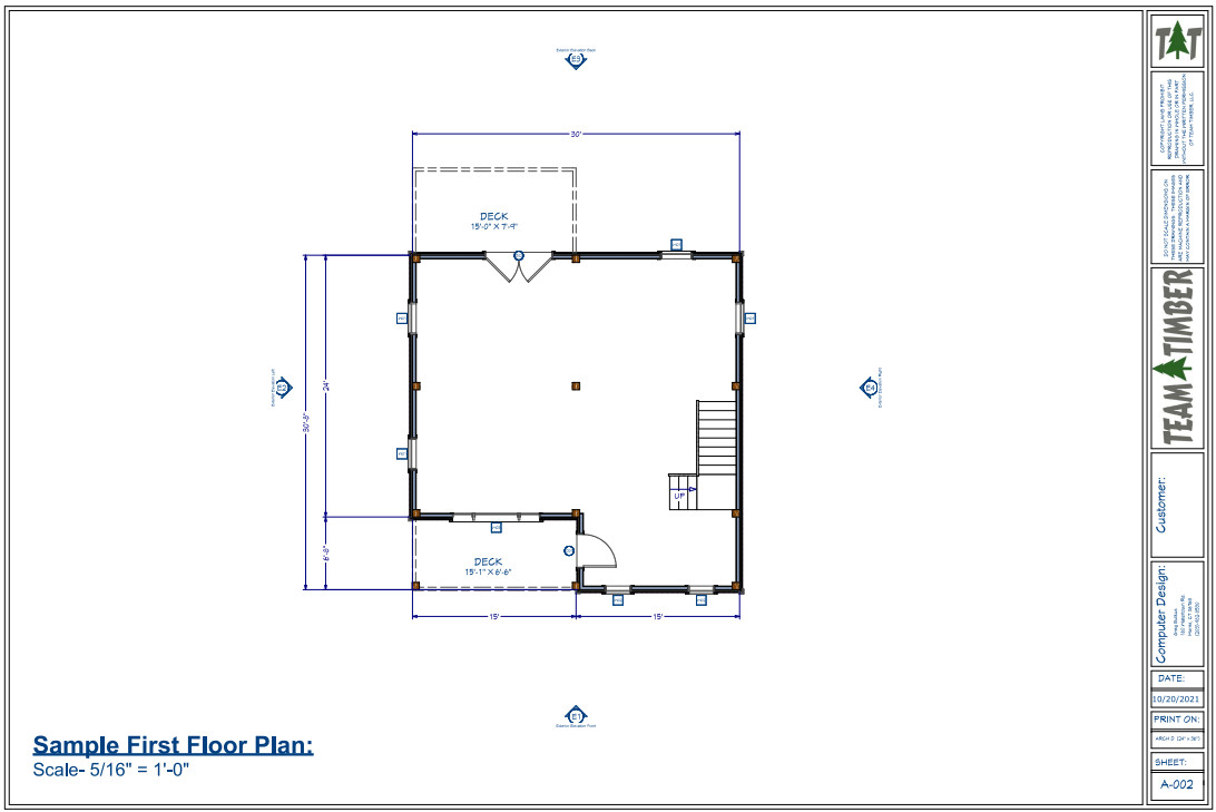 24′ x 30′ Forest Ridge Cabin Timber Frame Plan Set