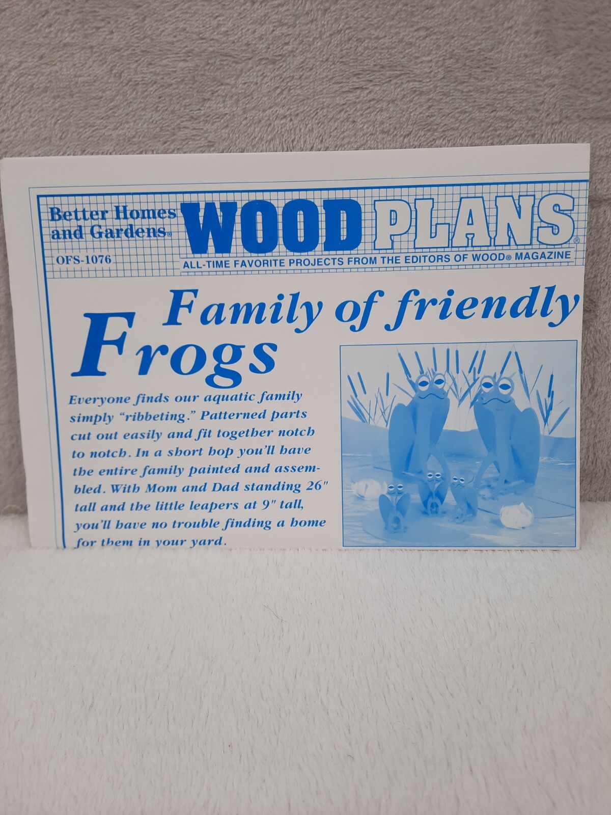 Better Homes and Gardens Wood Plans Family of Friendly Frogs OFS #1076 Uncut
