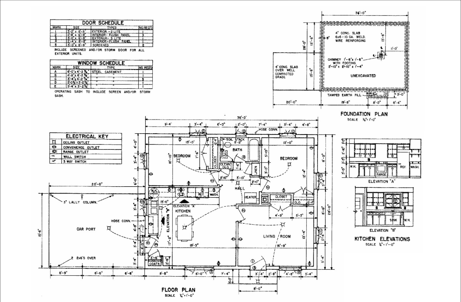 Tiny Home Plans – 2 Bedroom Single Story 28×36 1008sqft + Garage
