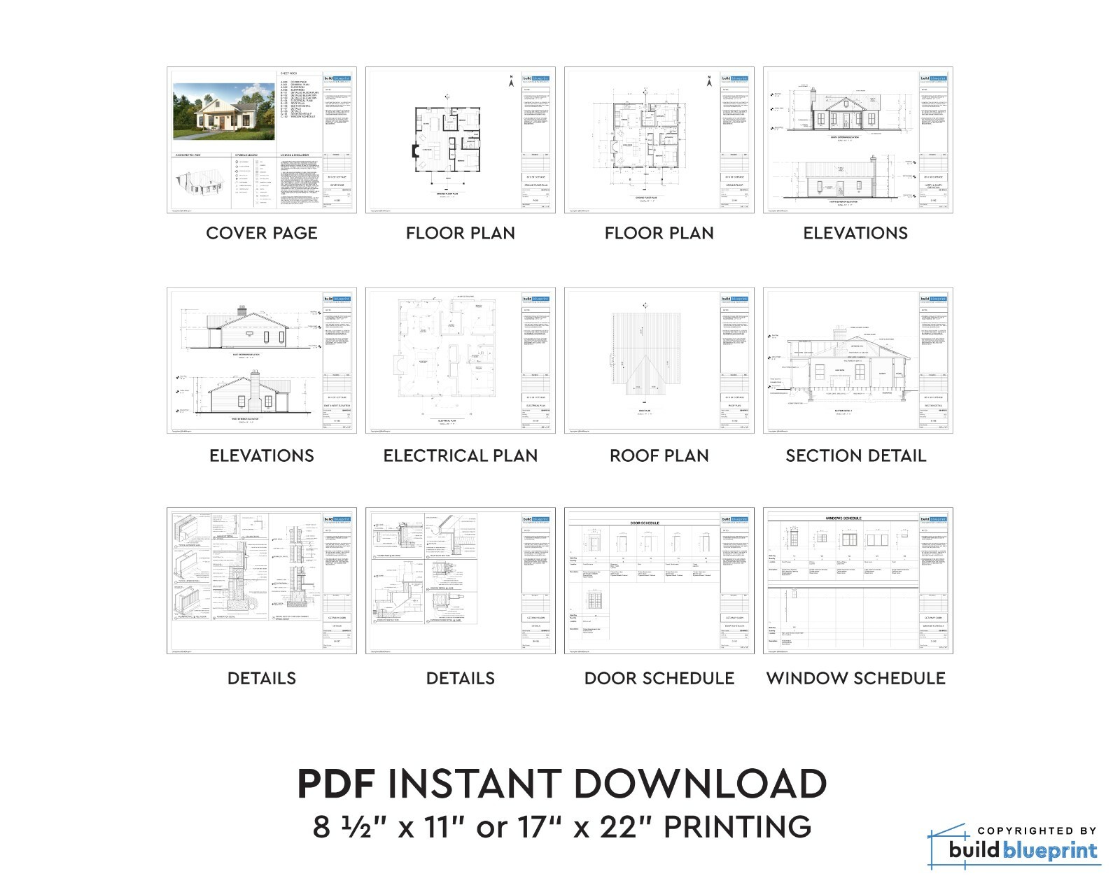 30’x30′ Modern Small Cottage Architectural House Plans 900SF – PDF Download