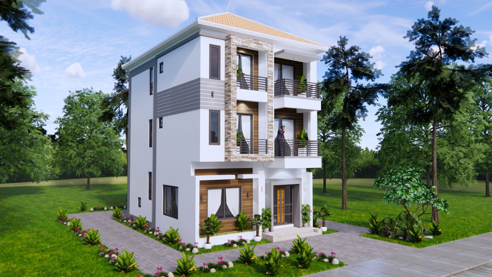 23×30 Feet House Design Plans 7×9 Meter 5 Beds 6 Baths Modern Hip (A4 Hard Copy)
