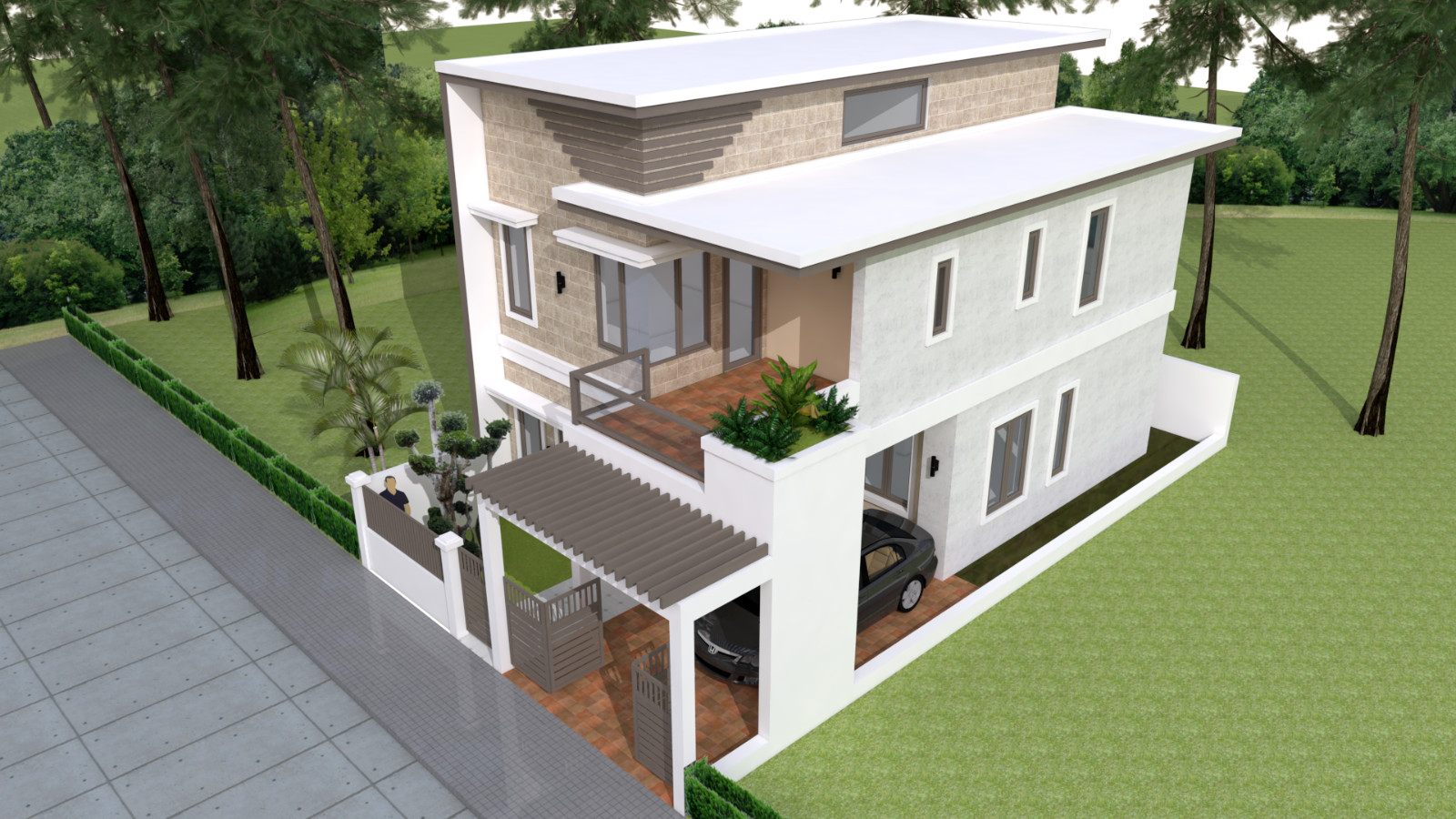 23×40 Feet Small House Plan 7×12 Meter 4 Beds 3 Baths Flat Roof (A4 Hard Copy)