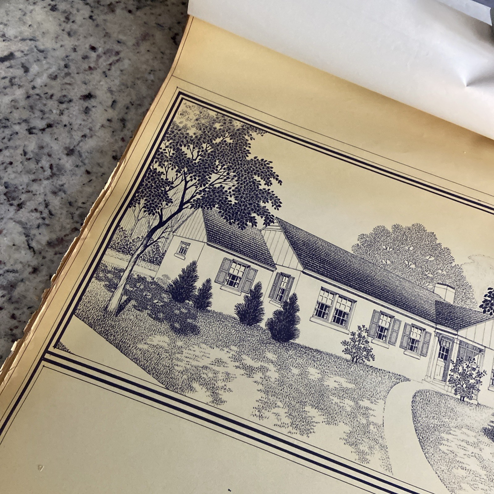 Vintage 1948 MCM Bungalow Ranch HomePlan Blueprint Triflex Service Washington DC