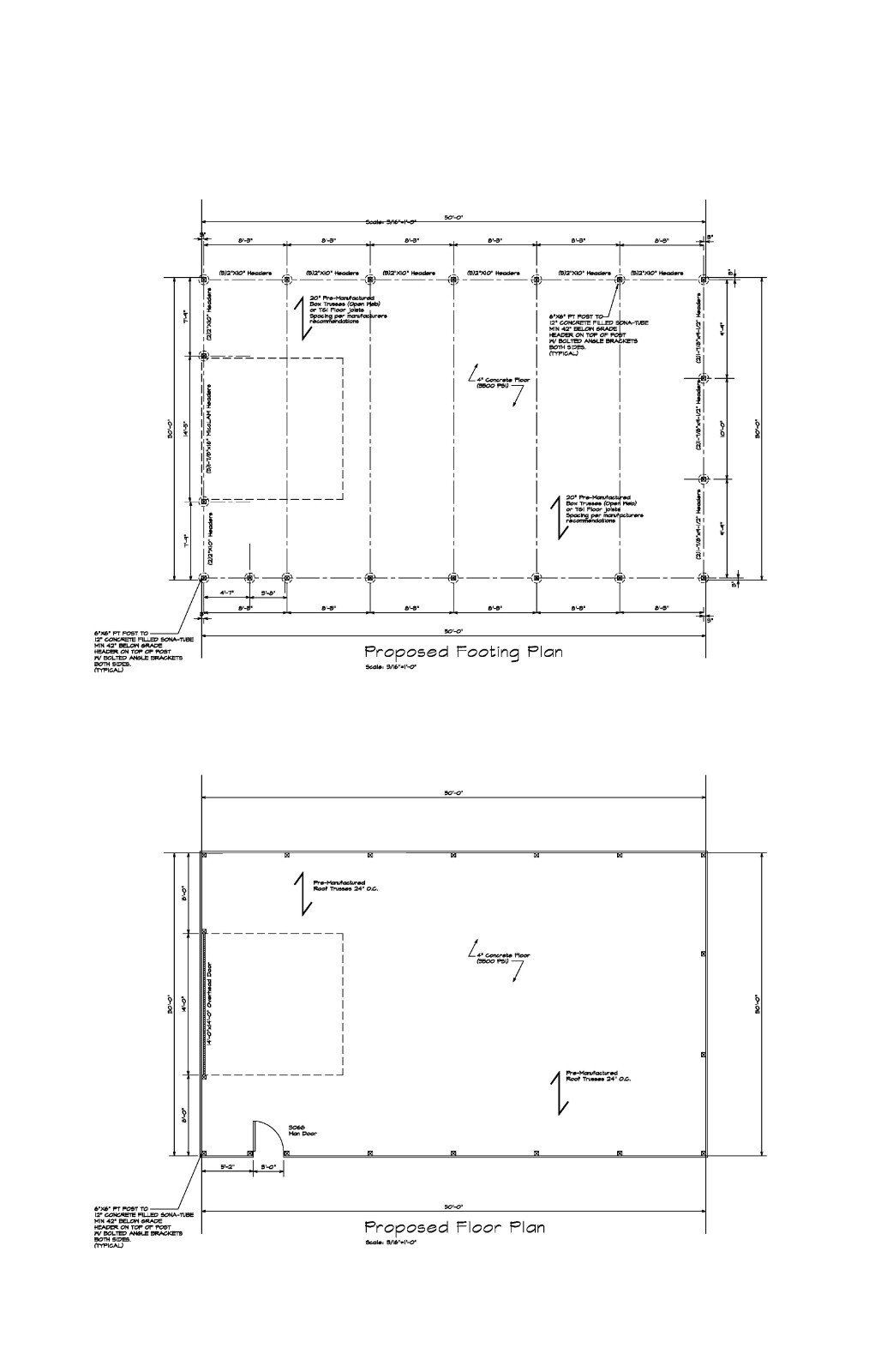 30’X50′- 50’X30′ GARAGE PLANS POLE BARN CONST. GABLE ROOF PLAN 19-PB3050-GBL-7