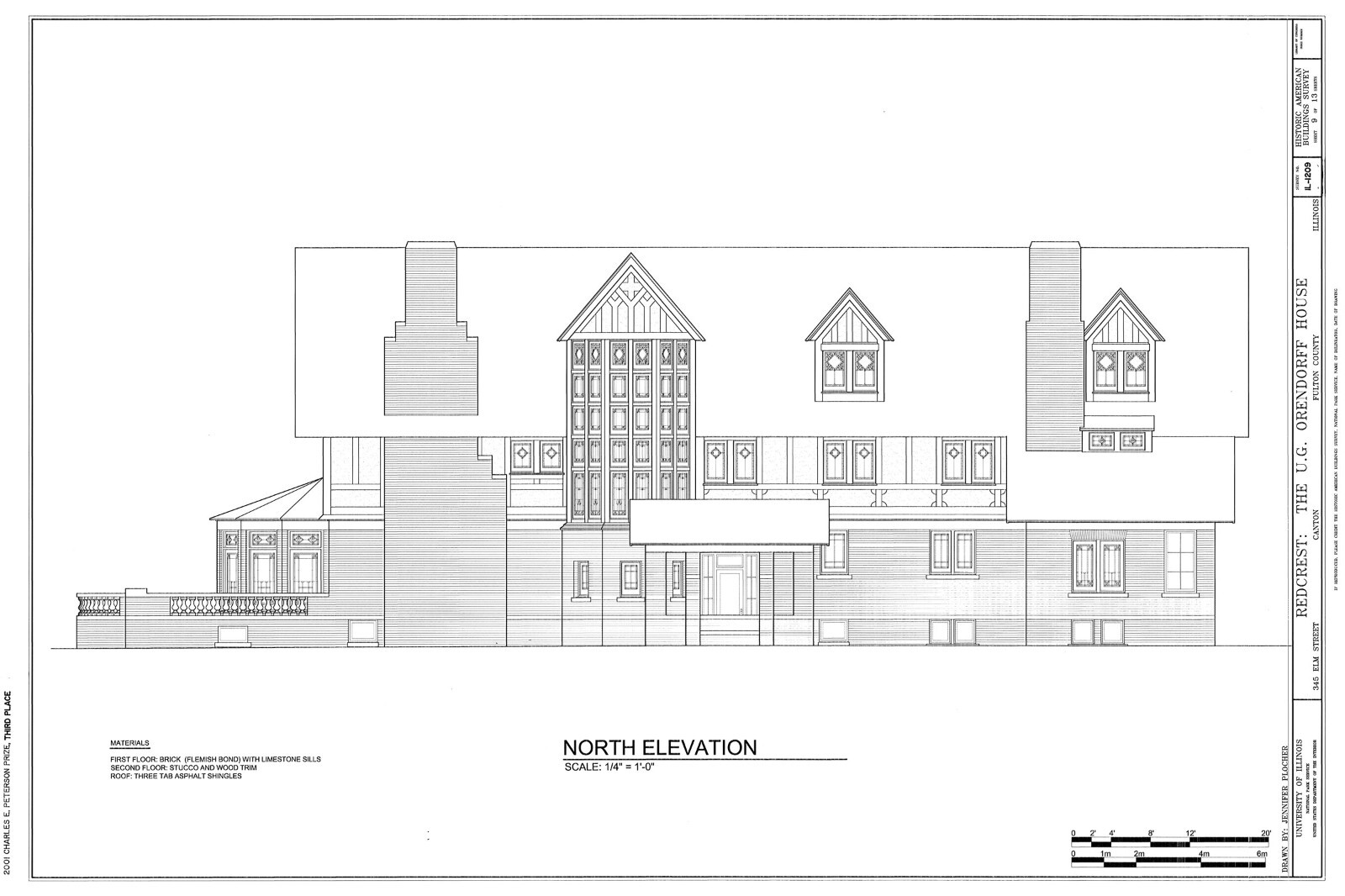 HOUSE PLANS – 2 story Prairie style home, Old English details, printed plans