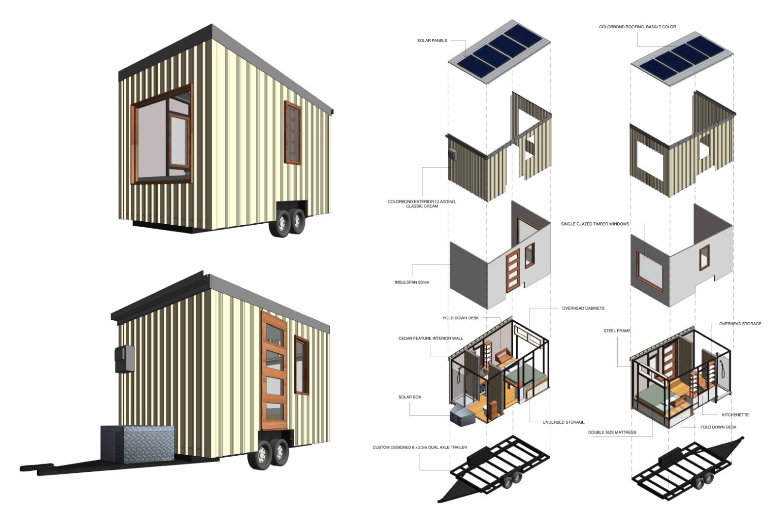 Small Mobile Home Building Plans – 13.5′ x 5.5′ – 75sqft