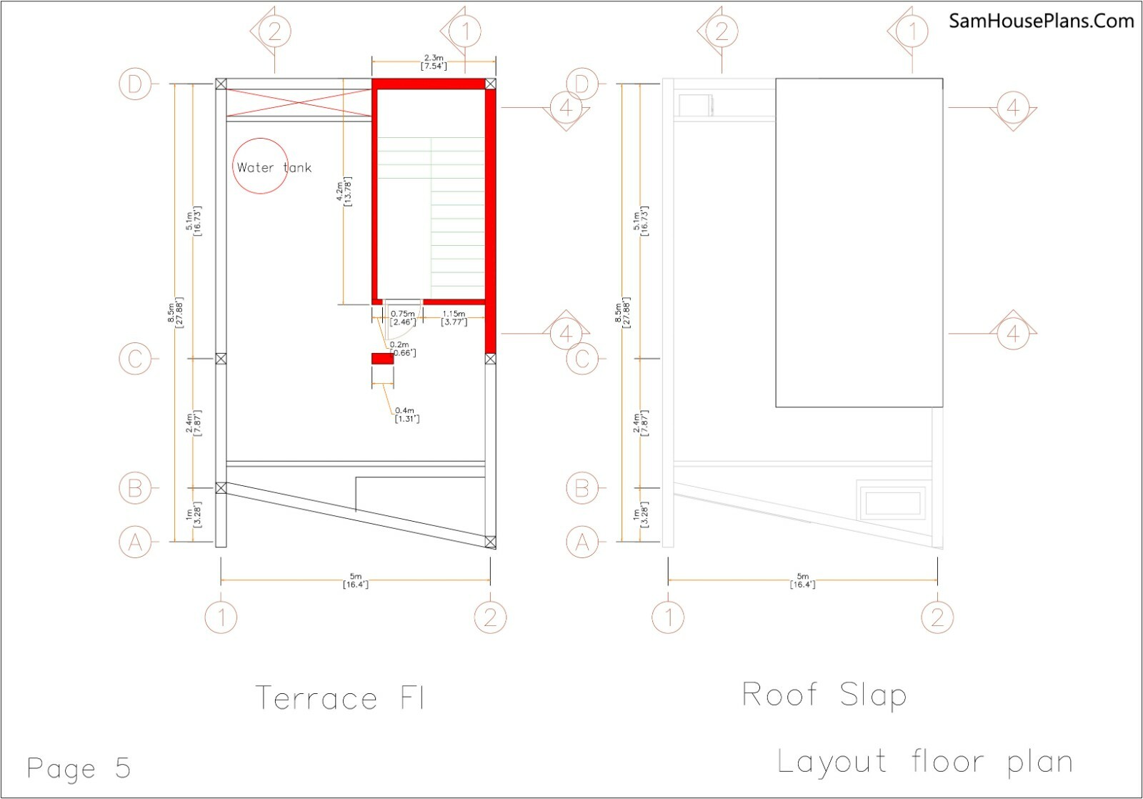 Home Designs 5×10 Meter 17×33 Feet 2 Bedrooms Terrace Roof PDF (A4 Hard Copy)