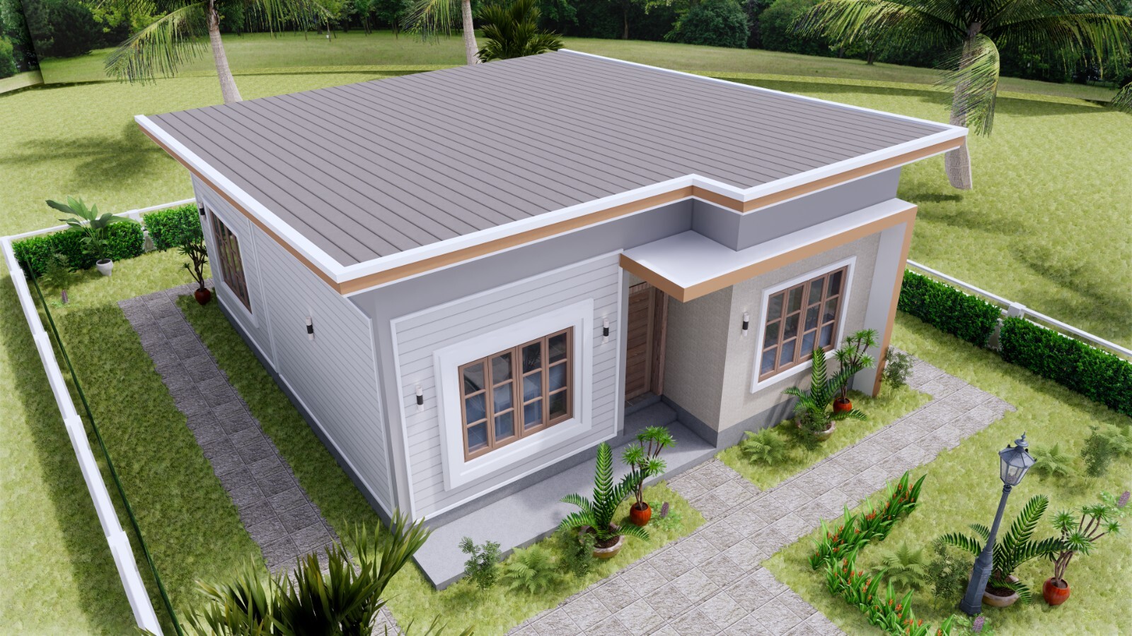 27×30 Feet Small House Plan 8×9 Meter 2 Beds 1 Bath Shed Roof PDF (A4 Hard Copy)