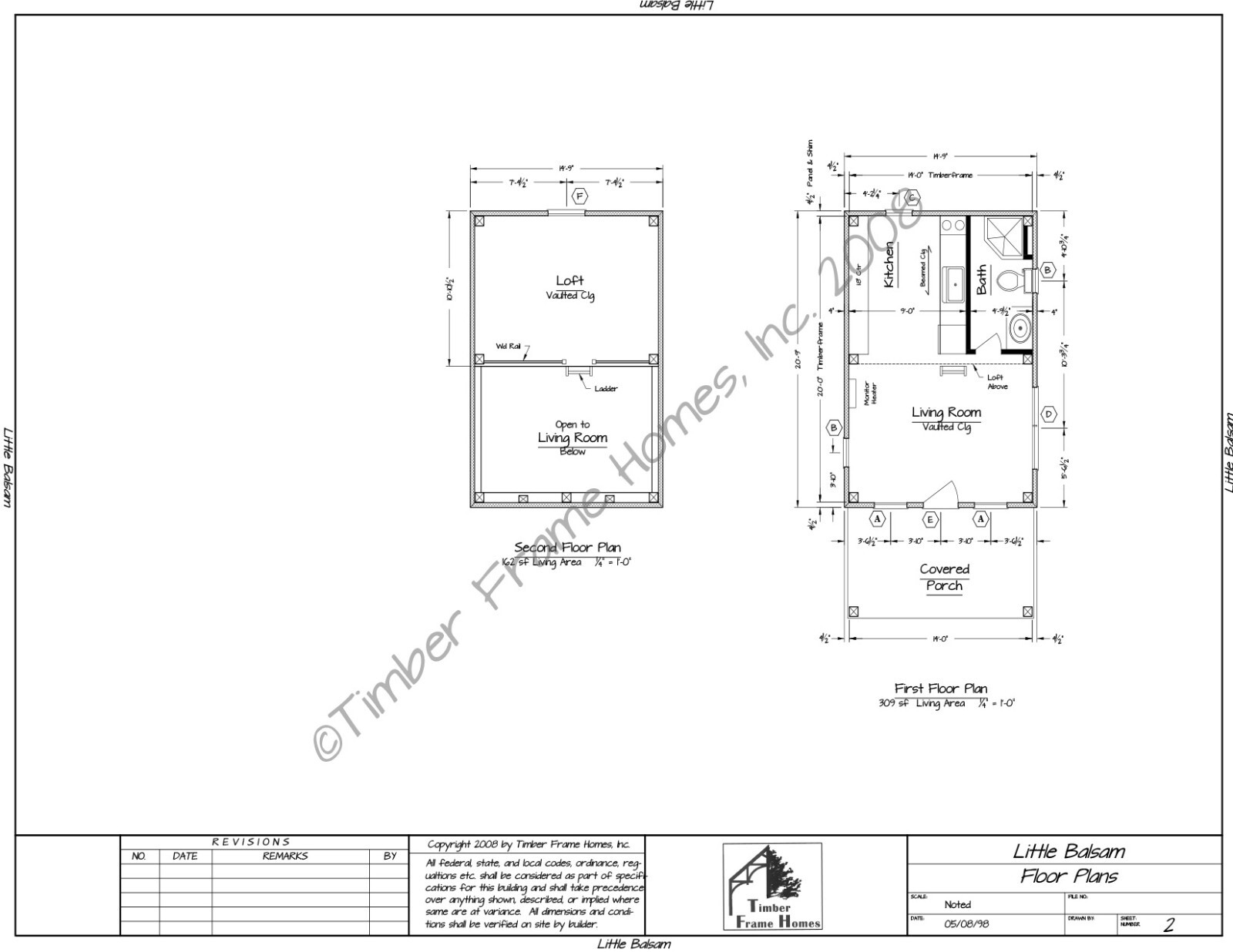 Tiny Timber Frame Home Plans – Cut Your Own – Little Balsam – Full Plans