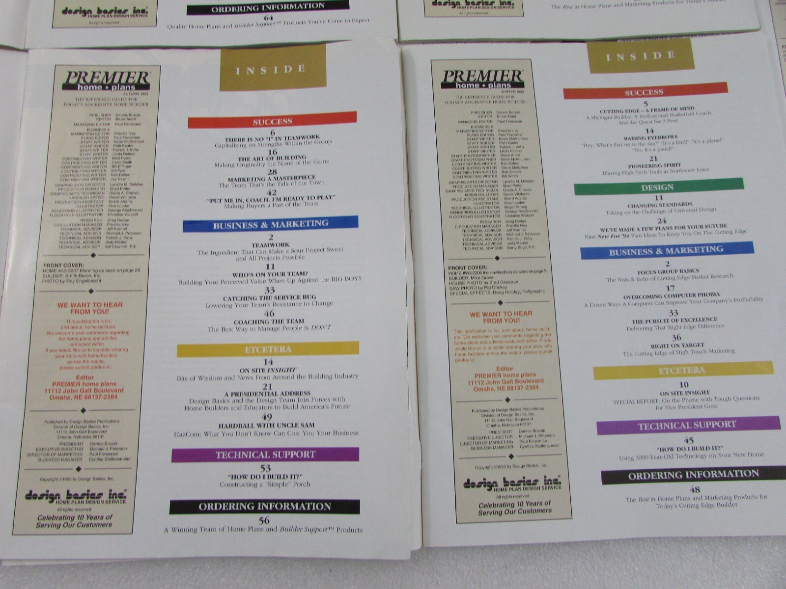 5 Premier Home Plans Catalog: Reference Guide for Today’s Home Builder ’93- ’94