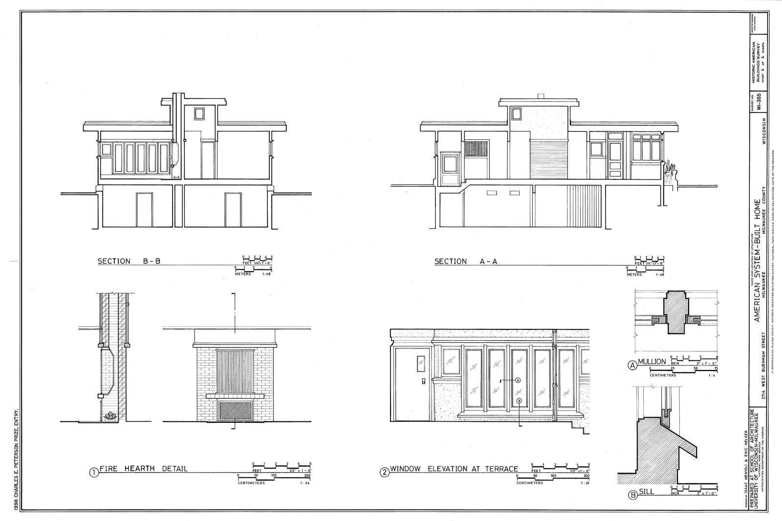 Frank Lloyd Wright, single story house plans, narrow lot, Prairie Style home