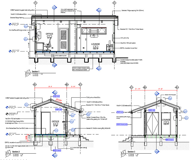 FULL Concept Drawings (305SF) Tiny Home –2 Large Rooms, Retreat PDF + CAD FILE