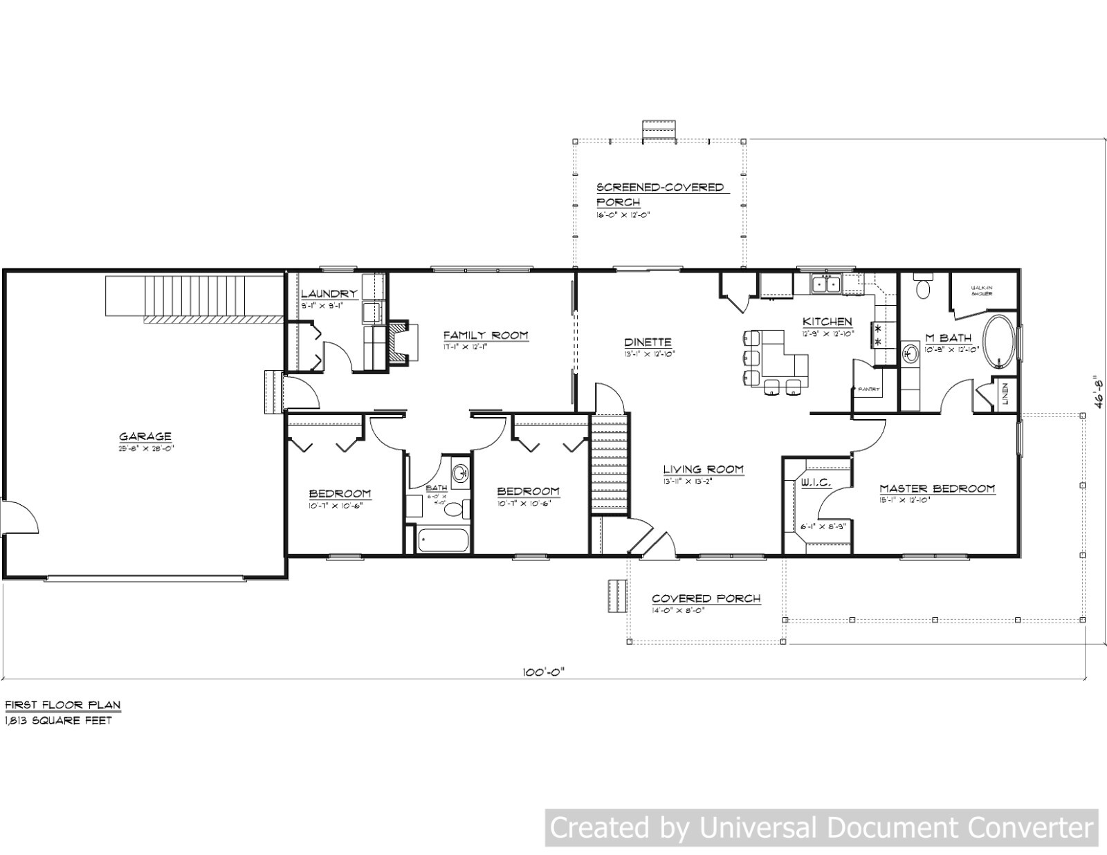 Full Set of single story 3 bedroom house plans 1,813 sq ft