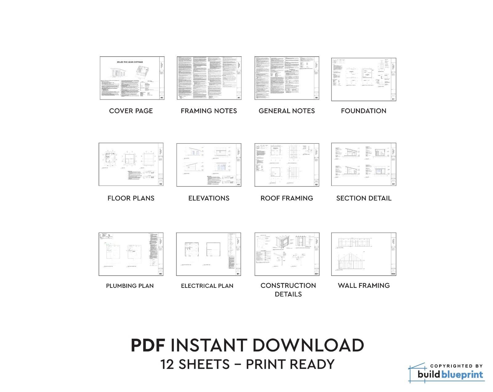 Modern 26′ x 34′ Willow Cabin Architectural Plans – PDF Download