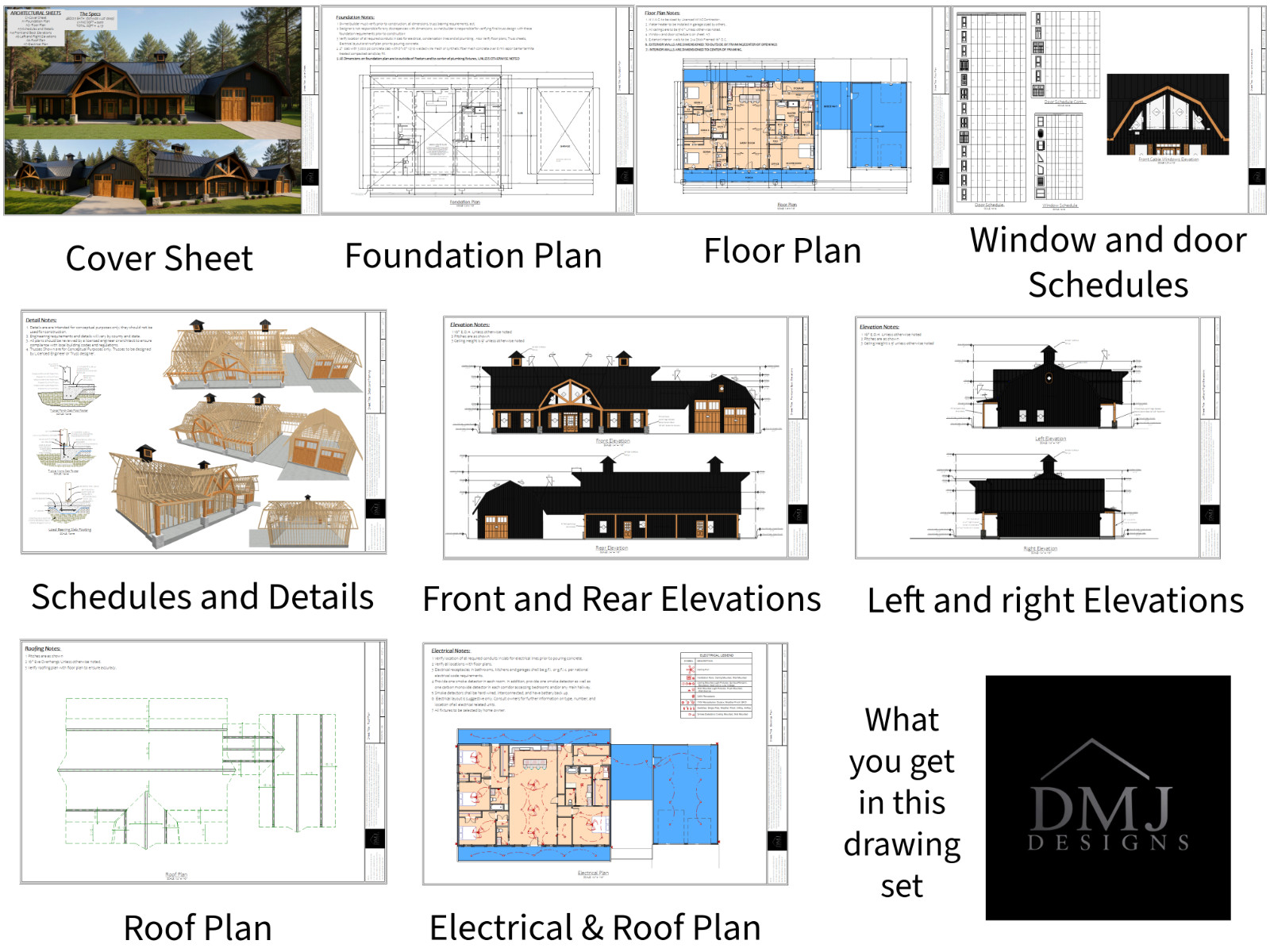 2400 Sqft Modern Barndominium 4bd/2.5ba/2 car garage – Arch Plans – PDF