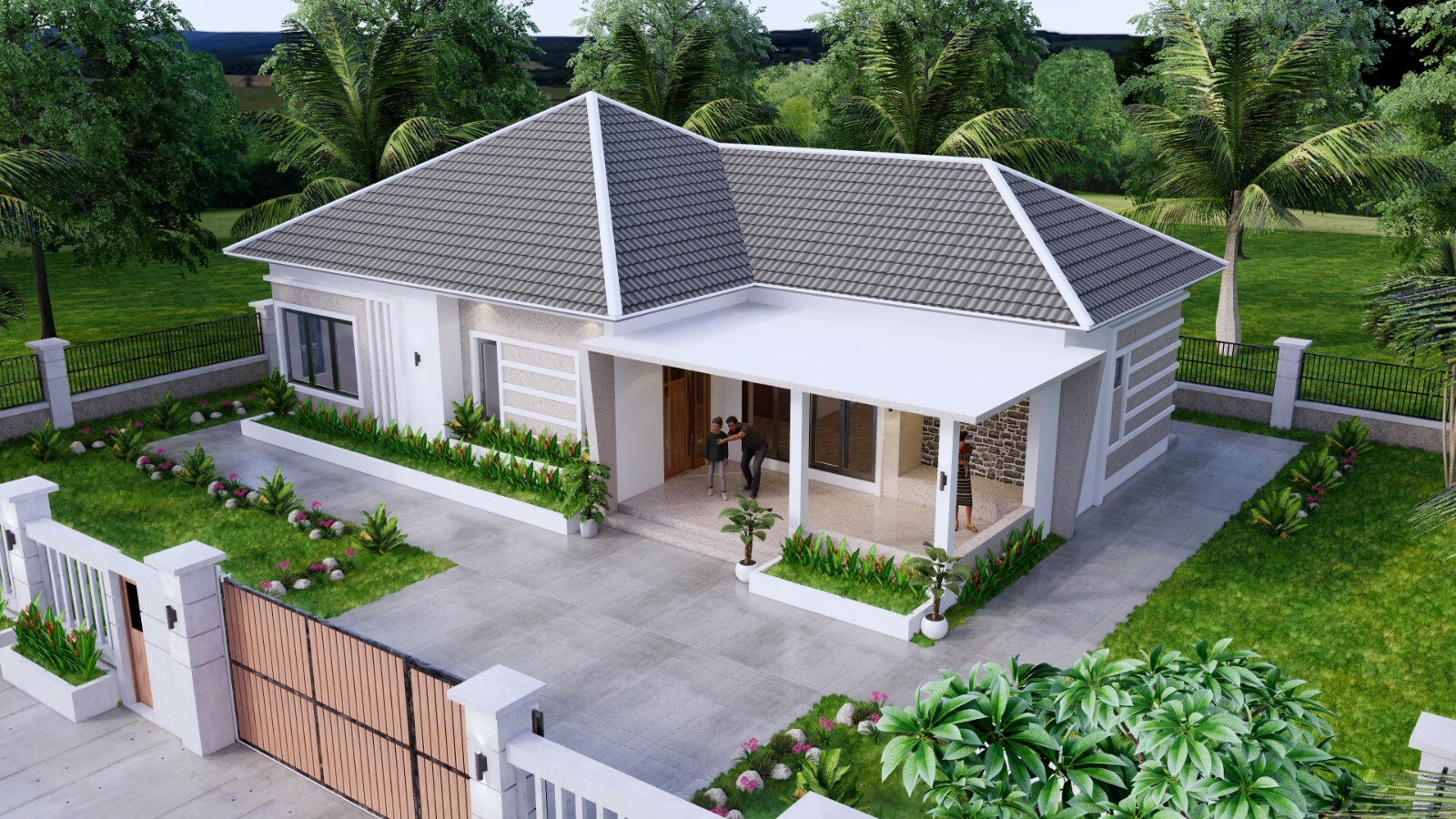 49×30 Feet House Design Plan 15×9 Meter 3 Beds 3 Baths Hip Roof (A4 Hard Copy)