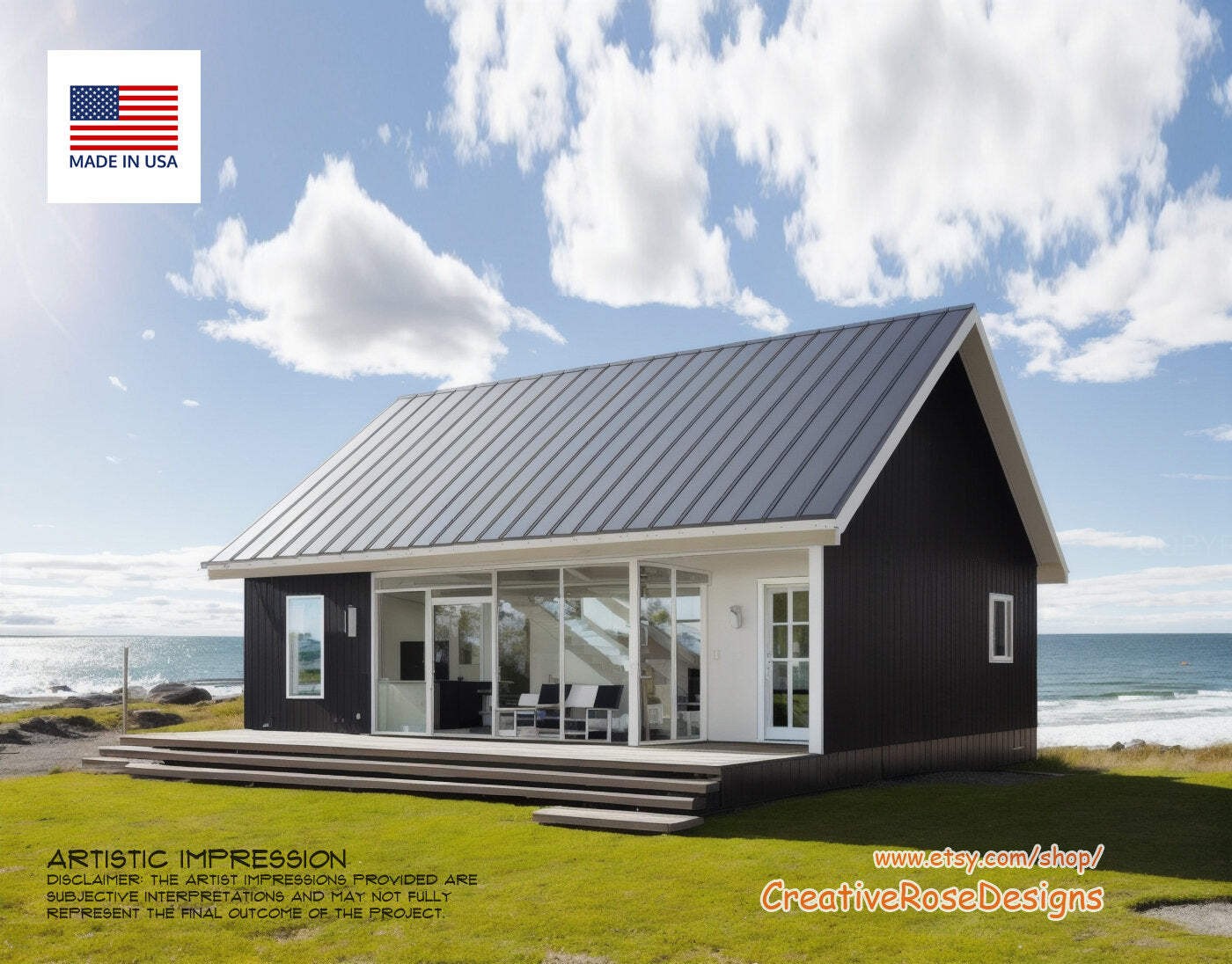 Lake Pine Cabin Plans 40×30 – Scandinavian Vacation Home – Cottage Blueprints