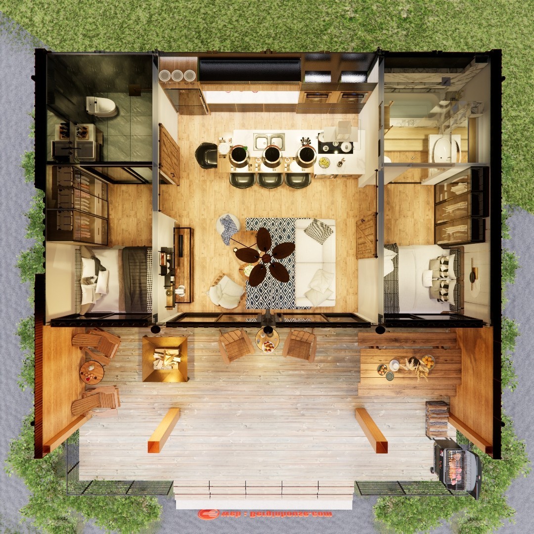 Container house plans – 2 bedrooms – 2 bathrooms – Digital PDF File