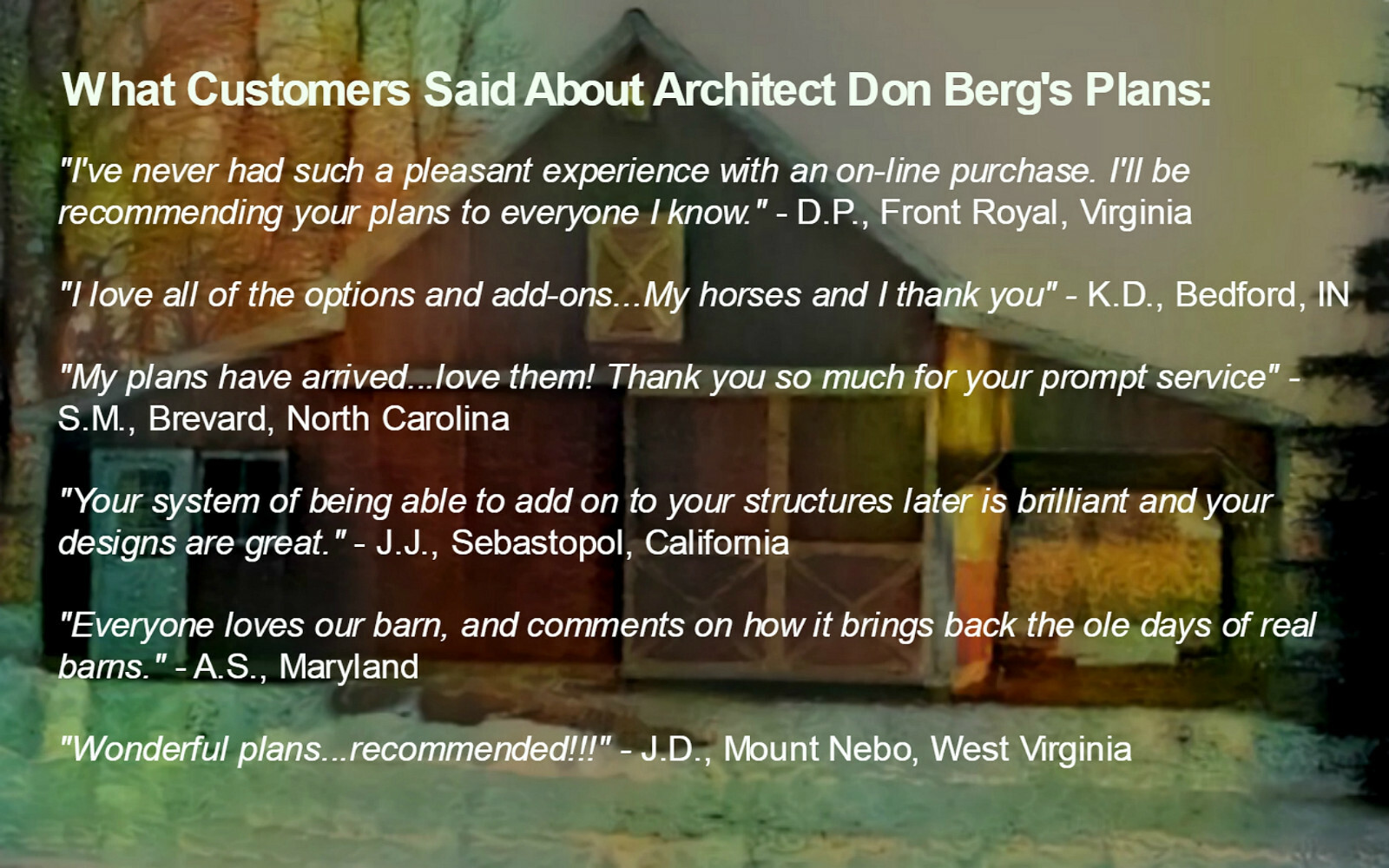 Chestnut Horse Barns – 3 Complete Sets of Pole Barn Building Plans (eB-418×3)