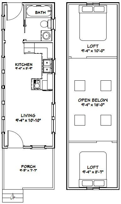 10×28 Tiny House — 476 sq ft — PDF Floor Plan — Model 4F