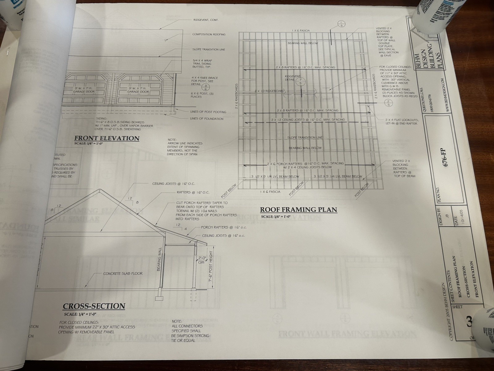 PERMIT READY 26 X 26’ GARAGE PLAN DRAWN TO SCALE BLUEPRINTS AND MATERIALS LIST