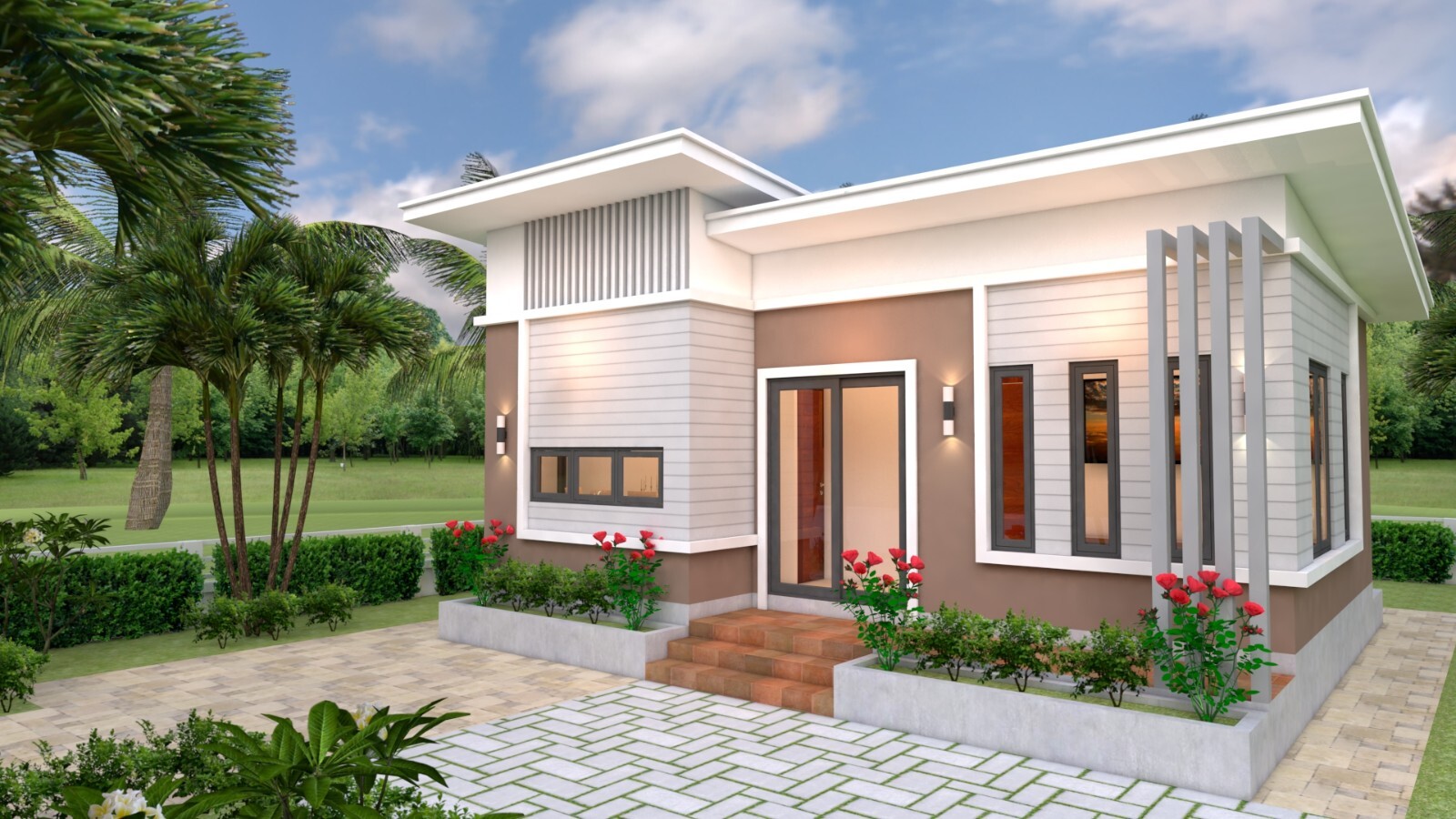 26×20 Feet House Design 8×6 Meter 2 Beds 1 Bath Shed Roof PDF (A4 Hard Copy)