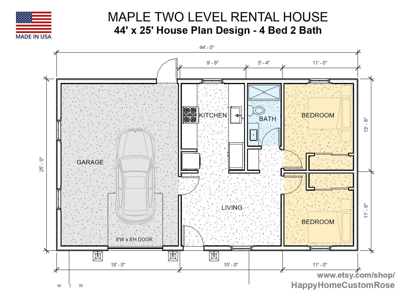 Maple two-level Duplex House Plan Design – 2200 SF – Modern Multifamily – Drawin